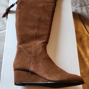 Brown Suede Women's Wedge Boots